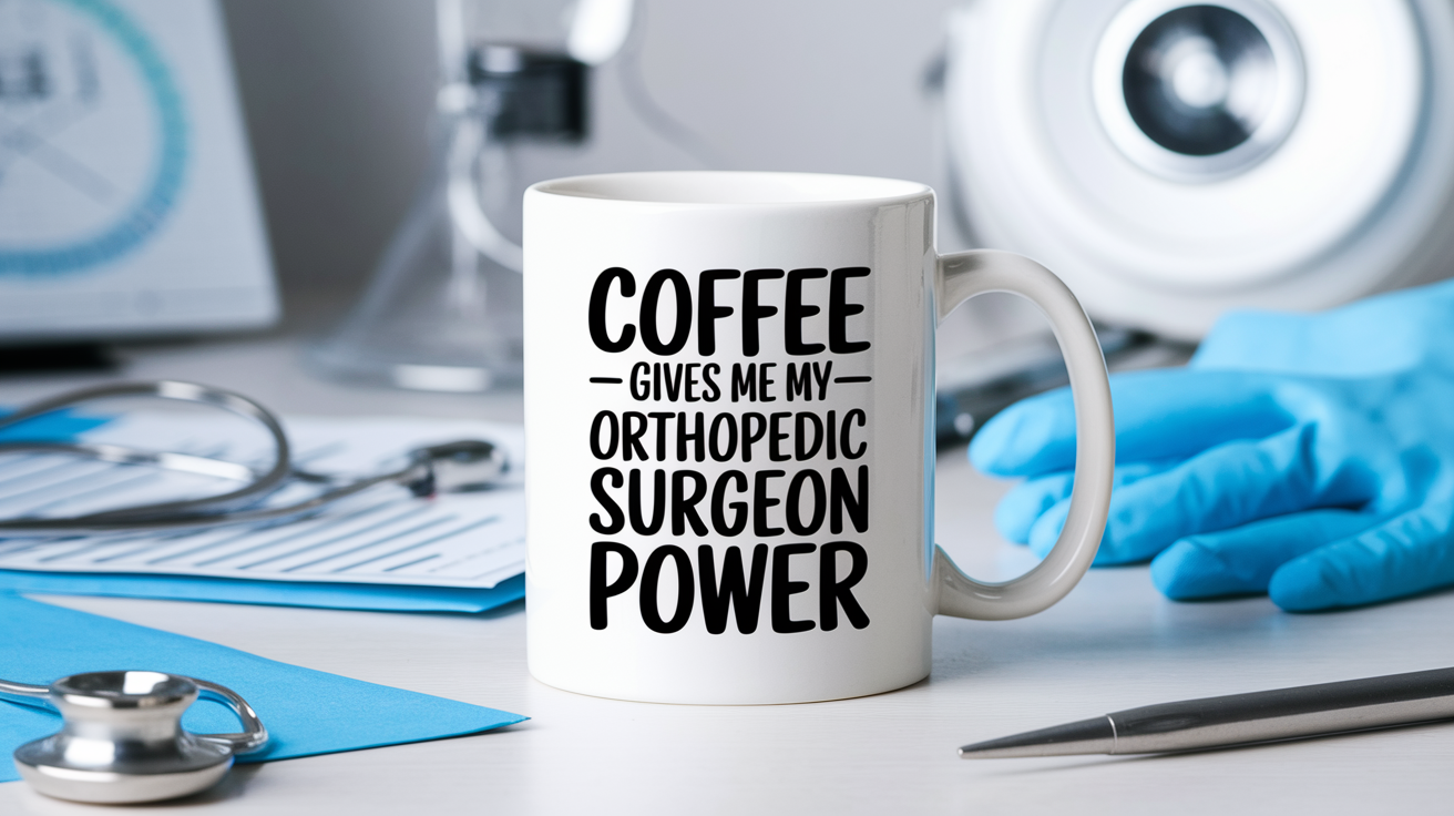 Funny Orthopedic Surgeon quote on travel mug mockup for Amazon POD