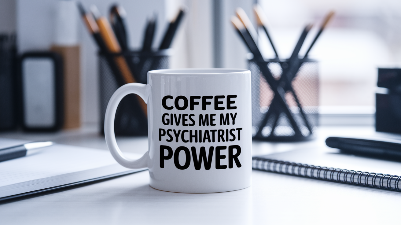 Funny Psychiatrist quote on travel mug mockup for Amazon POD