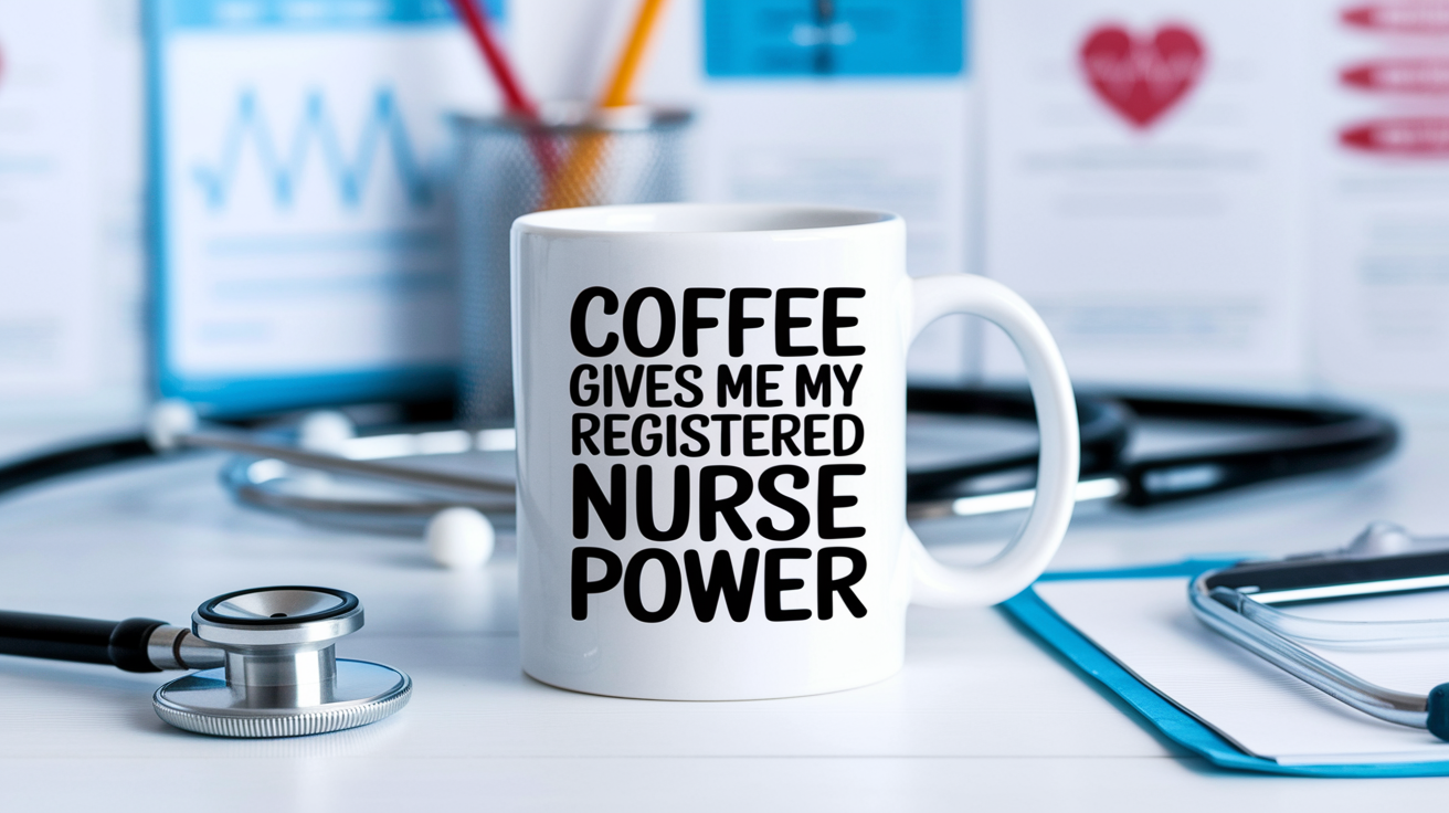Funny Registered Nurse quote on travel mug mockup for Amazon POD