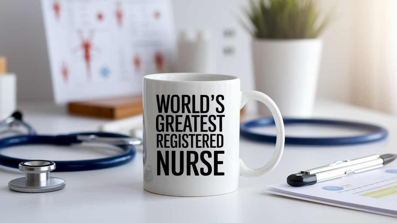 Funny Registered Nurse quote on coffee mug mockup for Amazon POD
