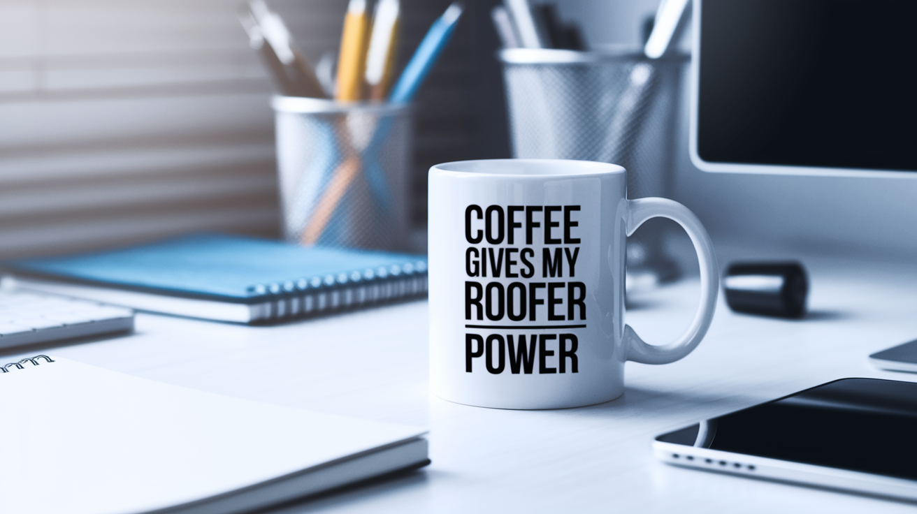 Funny Roofer quote on travel mug mockup for Amazon POD