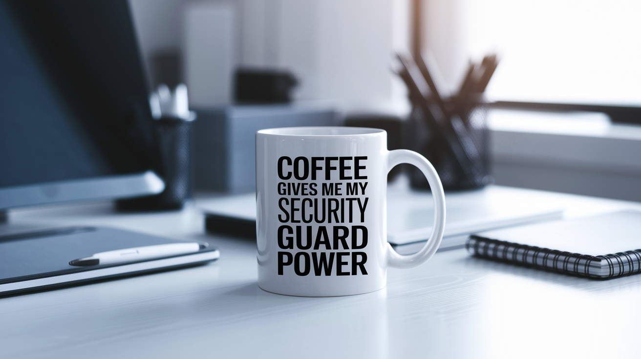 Funny Security Guard quote on travel mug mockup for Amazon POD