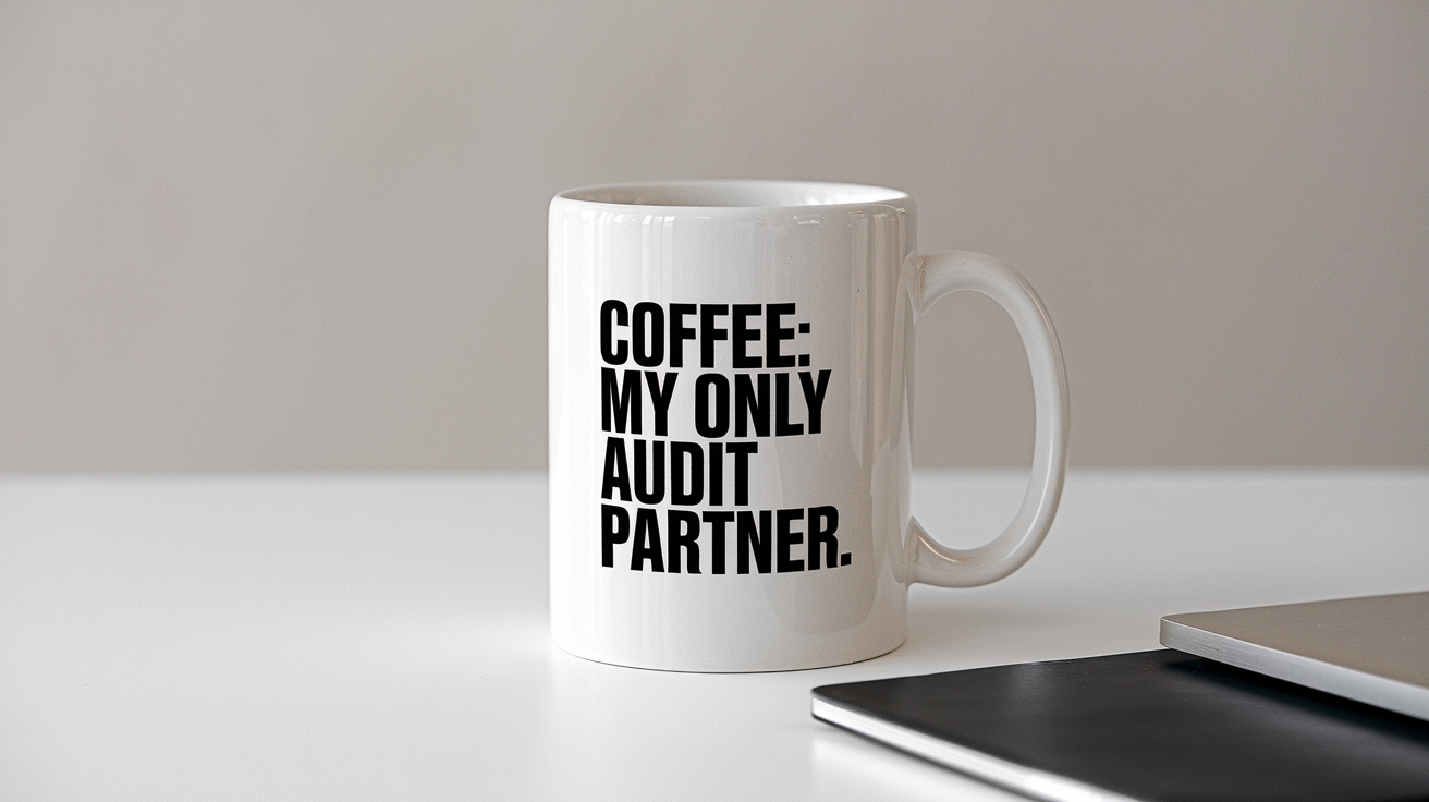 Tax Accountant by Day Ninja by Night quote on coffee mug mockup for Amazon POD