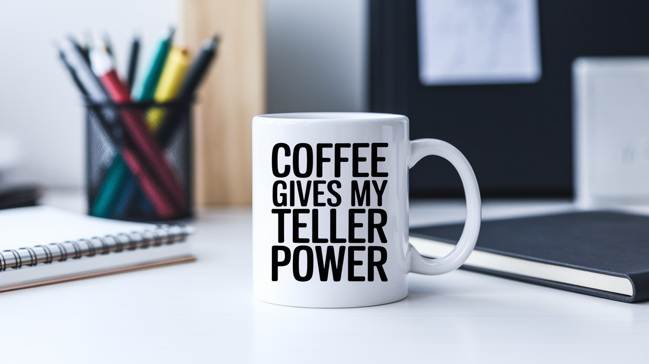 Funny Teller quote on travel mug mockup for Amazon POD