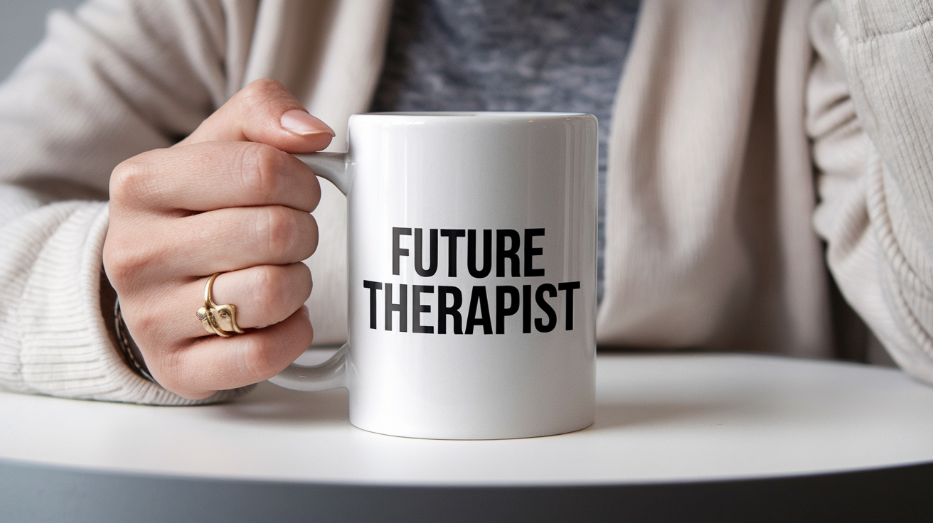 World's Greatest Therapist quote on coffee mug mockup for Amazon POD