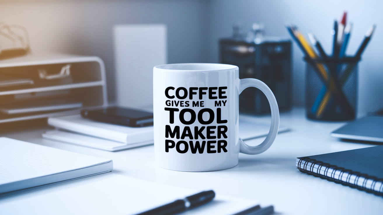 Funny Tool Maker quote on travel mug mockup for Amazon POD