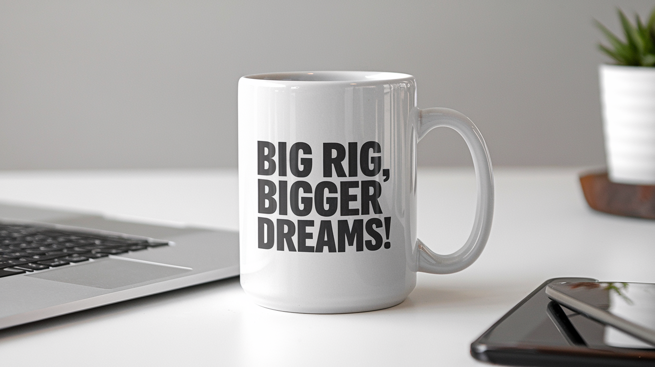 World's Greatest Trucker quote on coffee mug mockup for Amazon POD