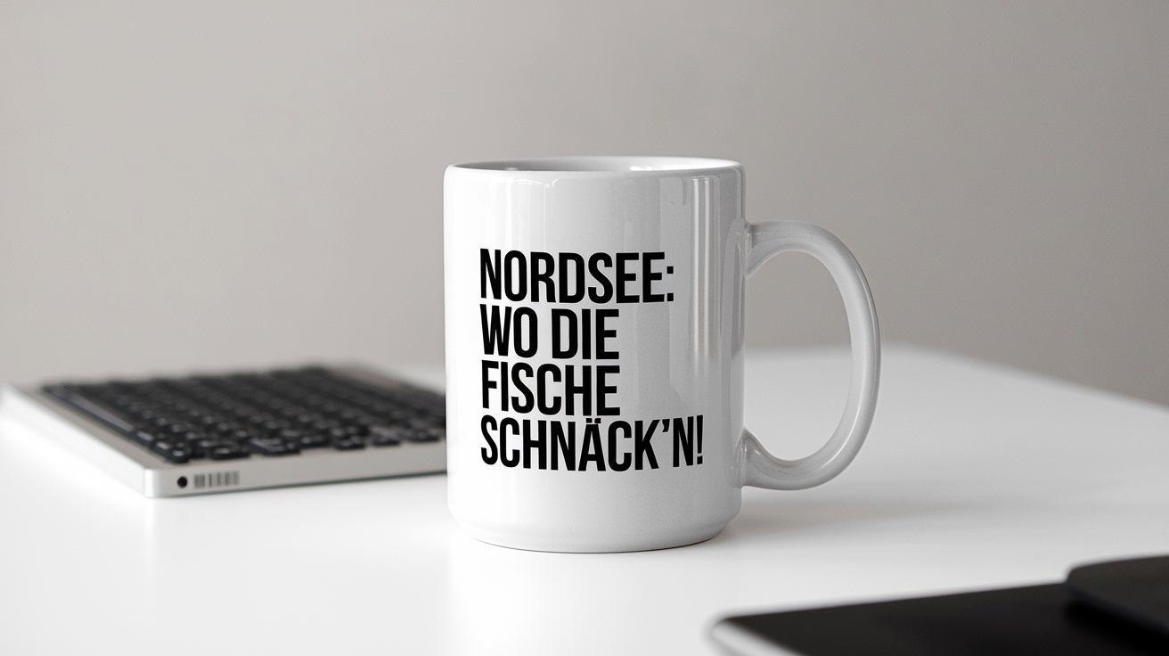 Coffee Gives Me My Typisch norddeutsch Power quote on coffee mug mockup for Amazon POD