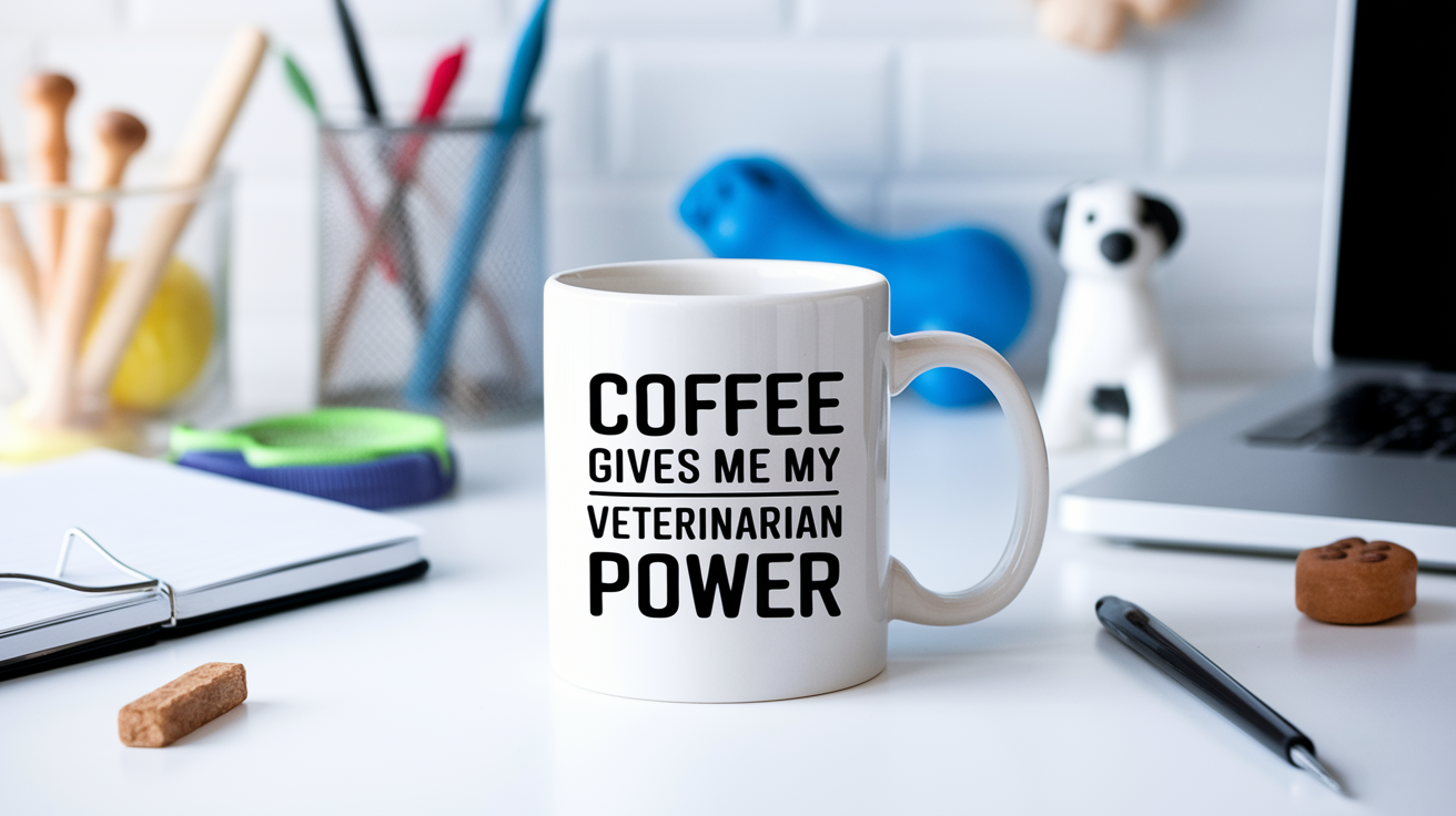 Funny Veterinarian quote on travel mug mockup for Amazon POD