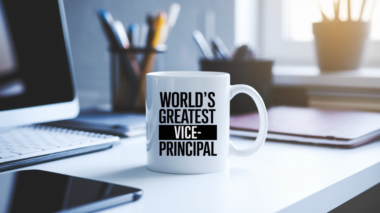 World's Greatest Vice Principal quote on coffee mug mockup for Amazon POD