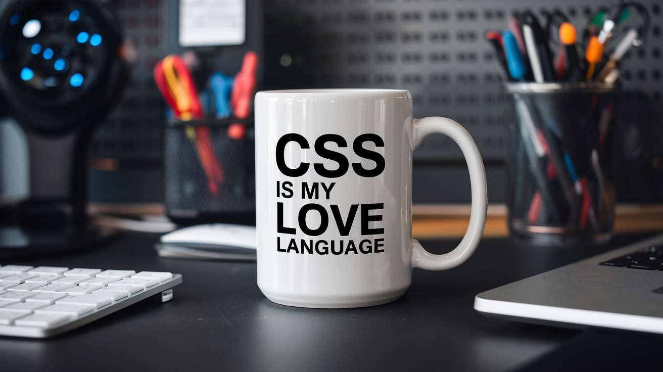 Coffee Gives Me My Website Developer Power quote on coffee mug mockup for Amazon POD