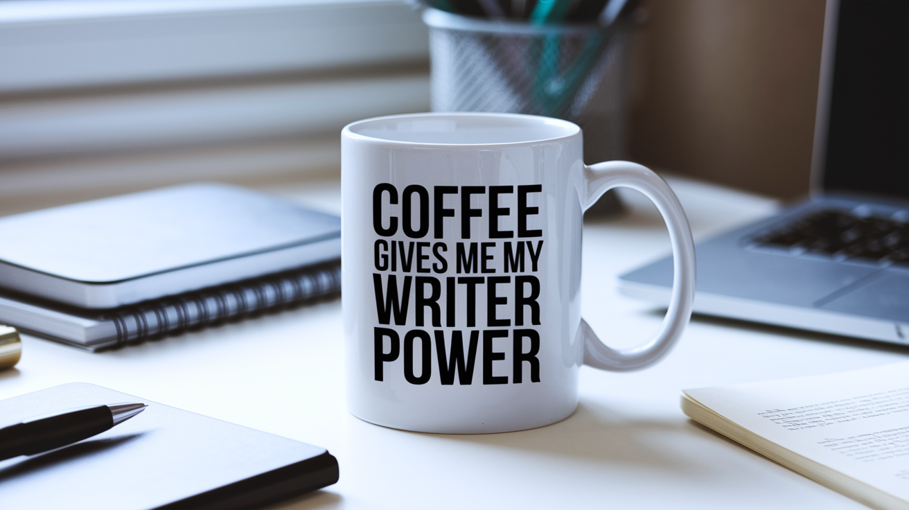 Funny Writer quote on travel mug mockup for Amazon POD