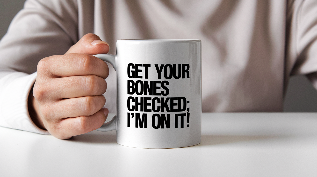 Coffee Gives Me My X-Ray Power quote on coffee mug mockup for Amazon POD