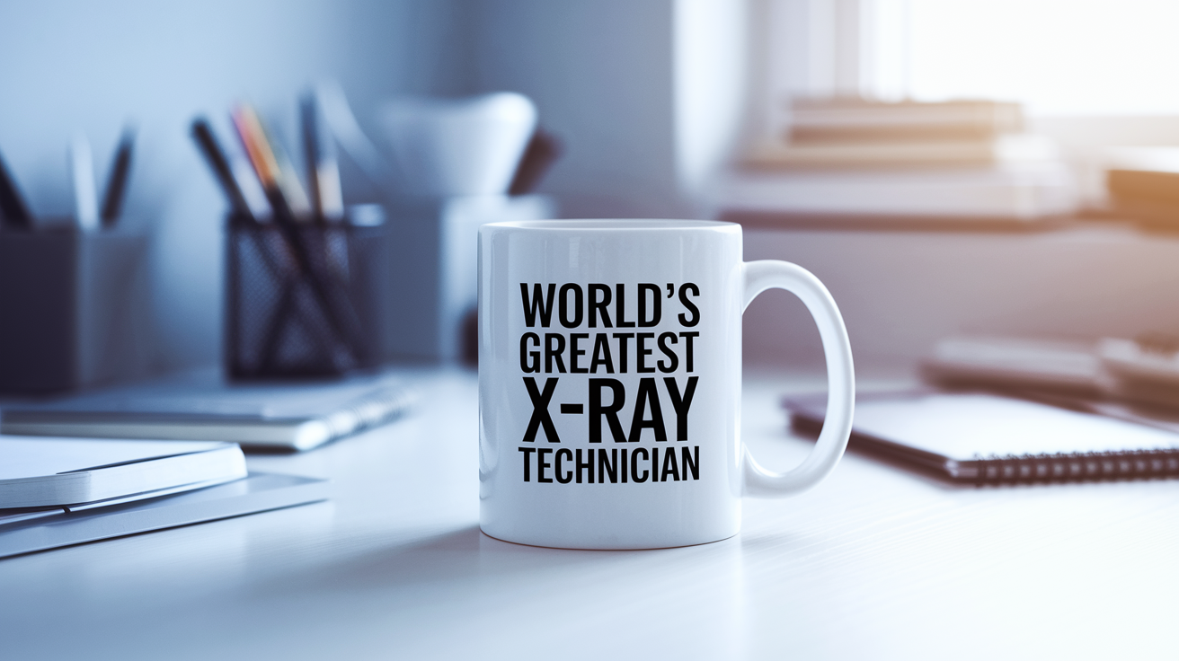 World's Greatest X Ray Technician quote on coffee mug mockup for Amazon POD