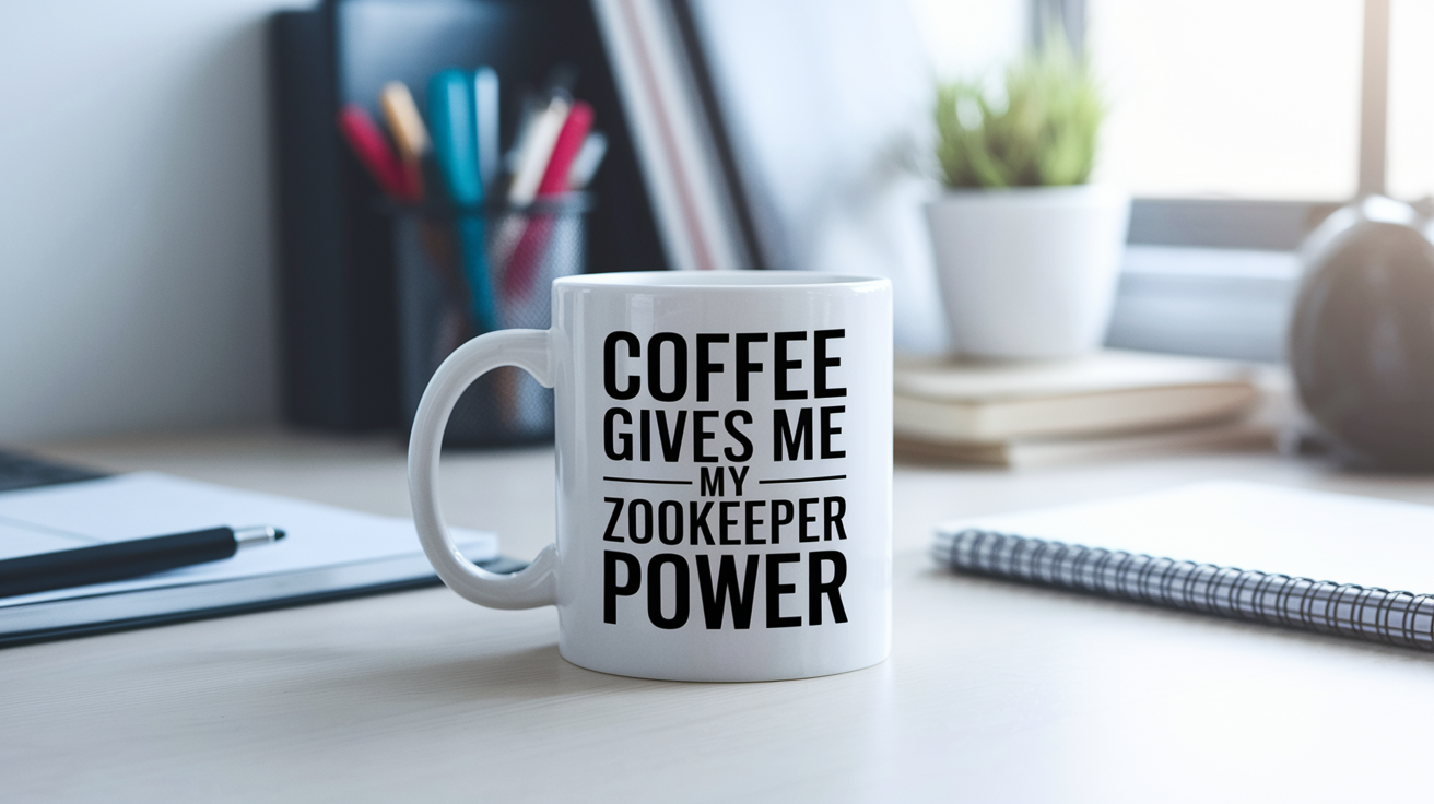 Funny Zookeeper quote on travel mug mockup for Amazon POD