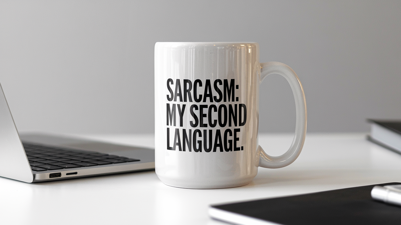 Template by Day Ninja by Night quote on coffee mug mockup for Amazon POD