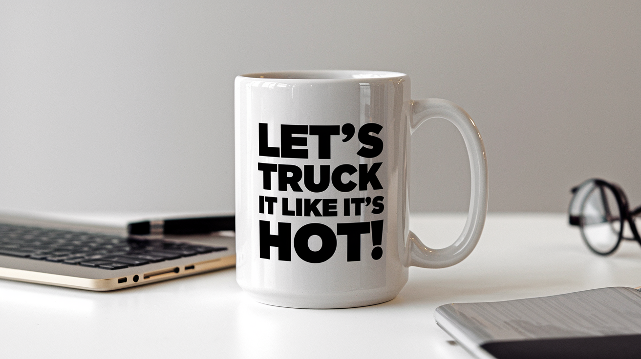 World's Greatest Trucker quote on coffee mug mockup for Amazon POD