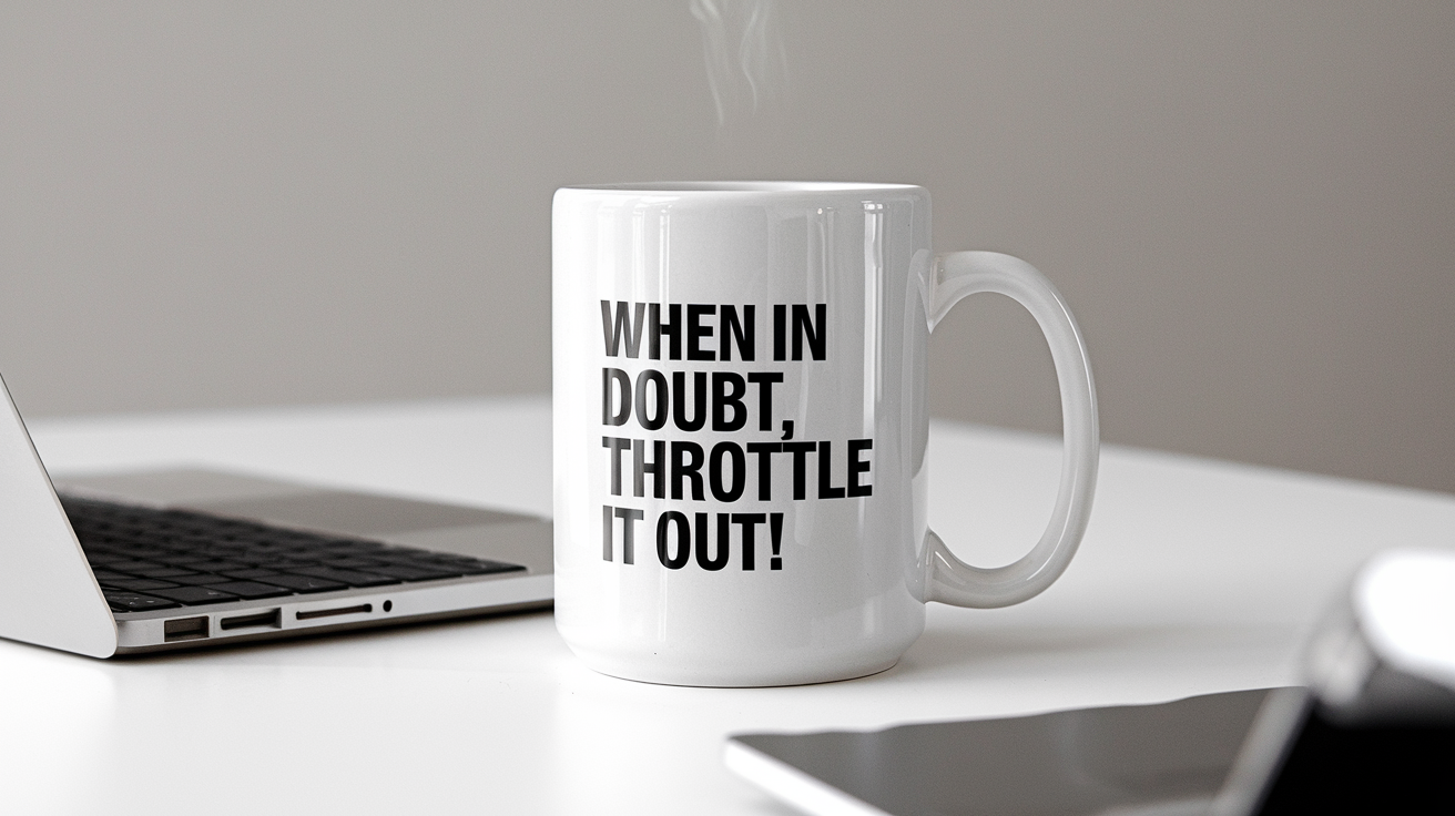 Trucker by Day Ninja by Night quote on coffee mug mockup for Amazon POD