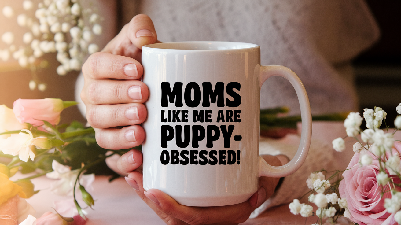 Mother's Day Dog quote on travel mug mockup for Amazon POD