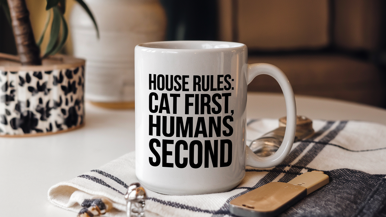 Sarcastic Cat quote on travel mug mockup for Amazon POD