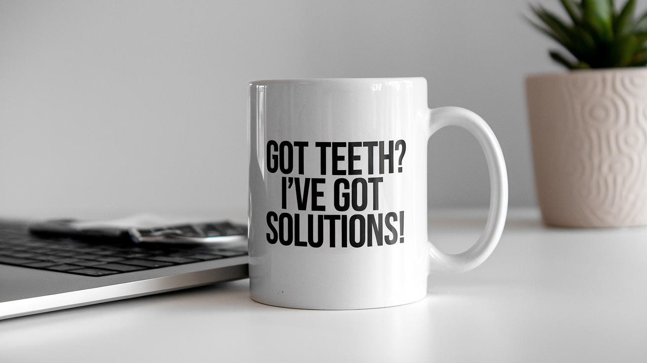Sarcastic Dentist quote on travel mug mockup for Amazon POD
