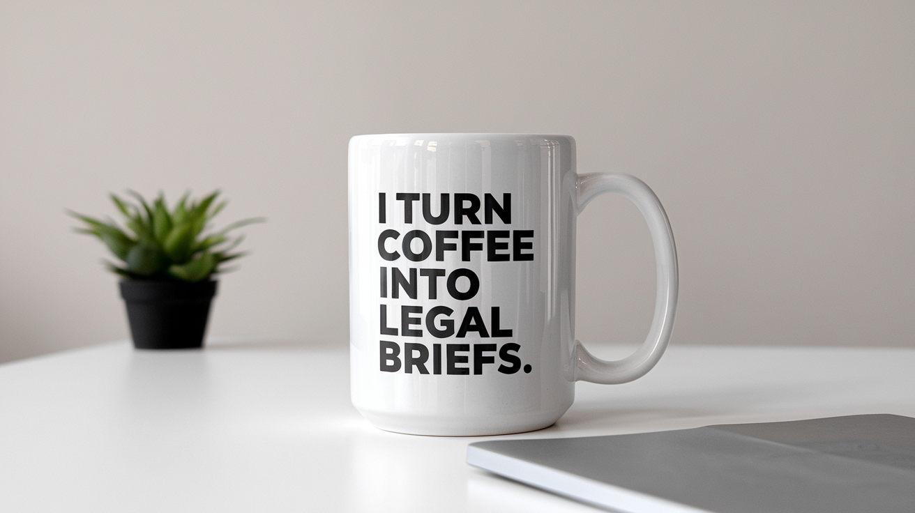 World's Greatest Lawyer quote on coffee mug mockup for Amazon POD