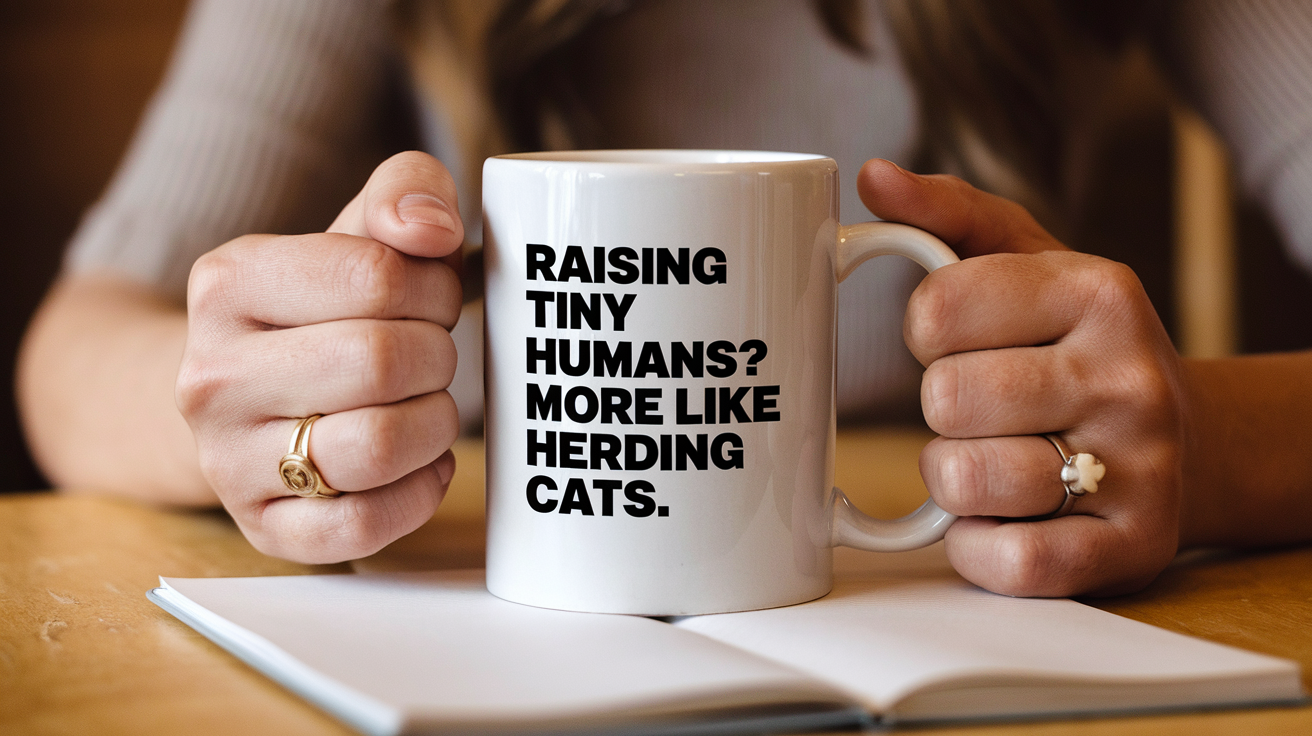 Mom by Day Ninja by Night quote on coffee mug mockup for Amazon POD