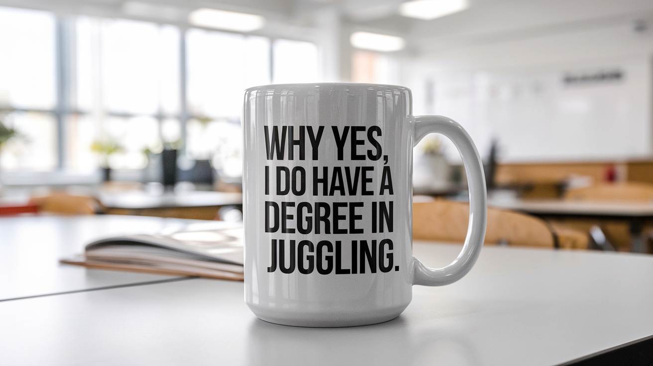 Sarcastic Teacher quote on coffee mug mockup for Amazon POD