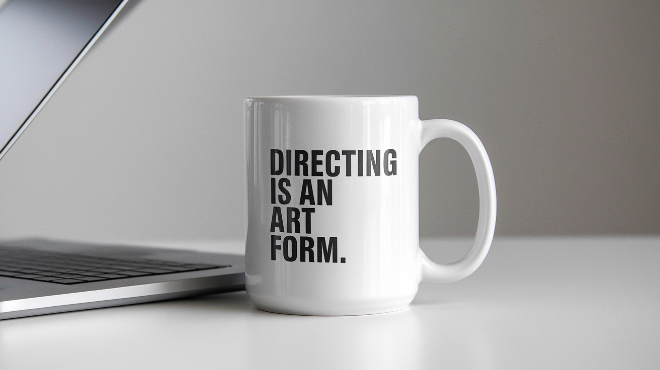 Short Director quote on travel mug mockup for Amazon POD