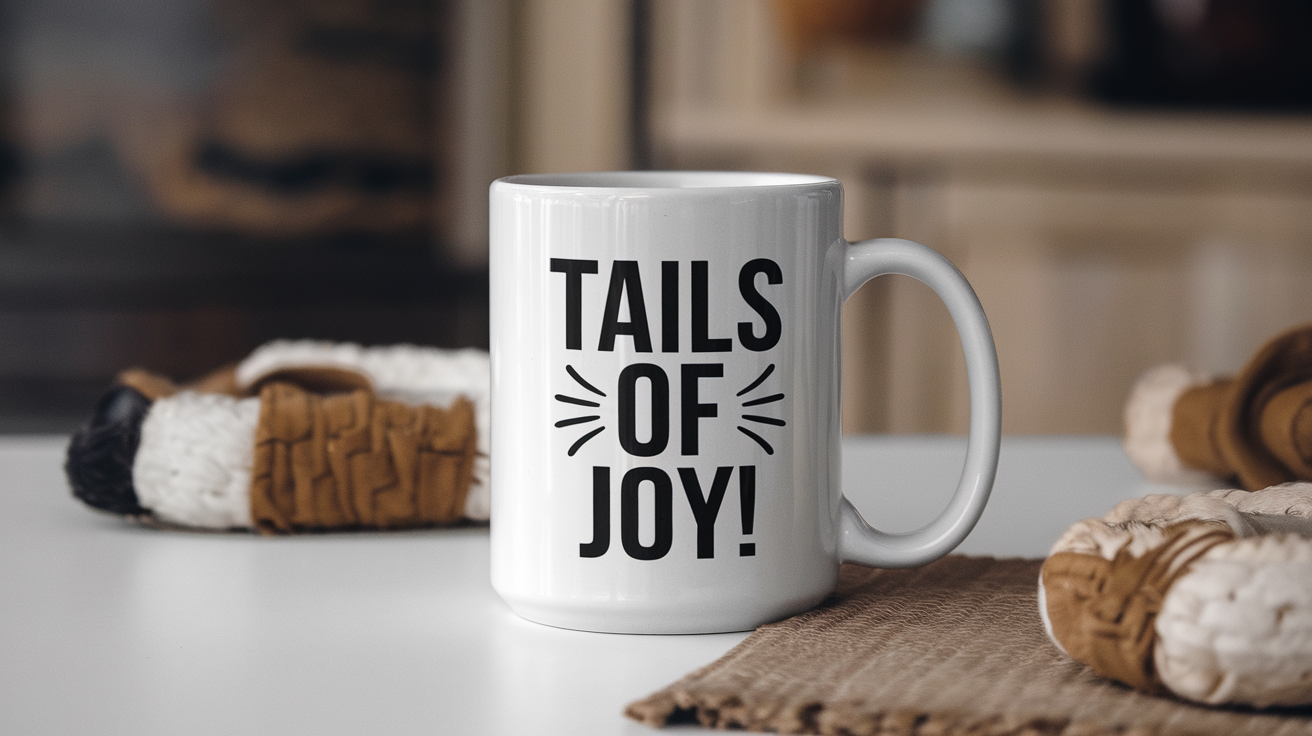 Dog by Day Ninja by Night quote on coffee mug mockup for Amazon POD