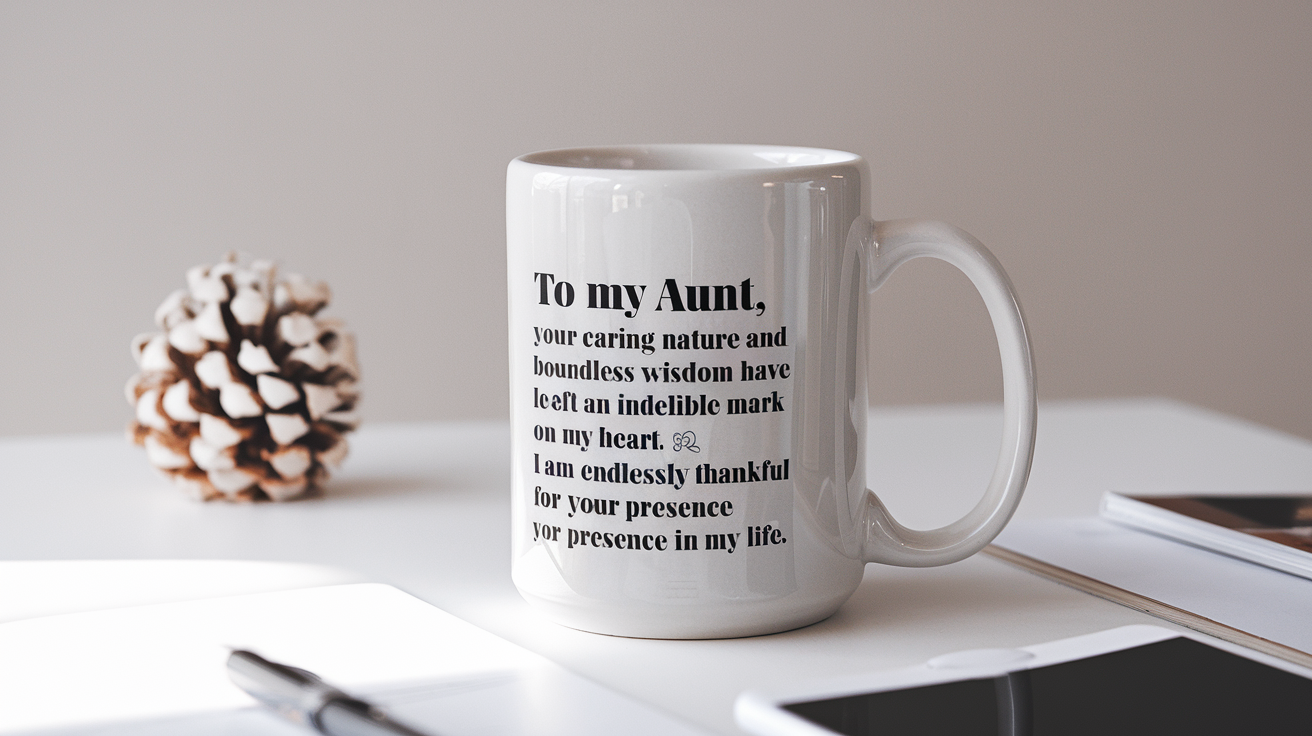 Aunt by Day Ninja by Night quote on coffee mug mockup for Amazon POD