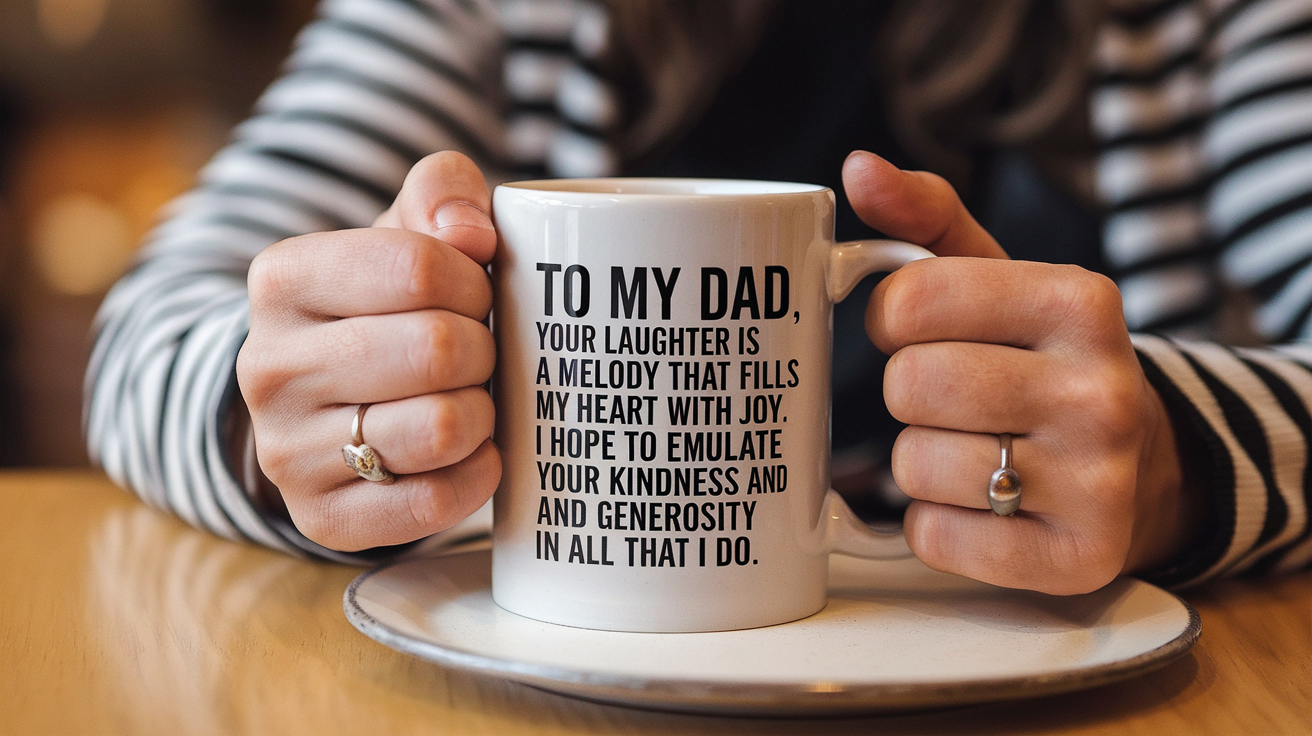 Coffee Gives Me My Dad Power quote on coffee mug mockup for Amazon POD