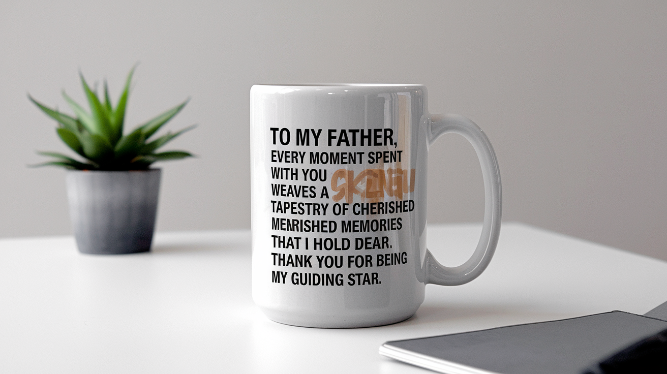 Coffee Gives Me My Father Power quote on coffee mug mockup for Amazon POD
