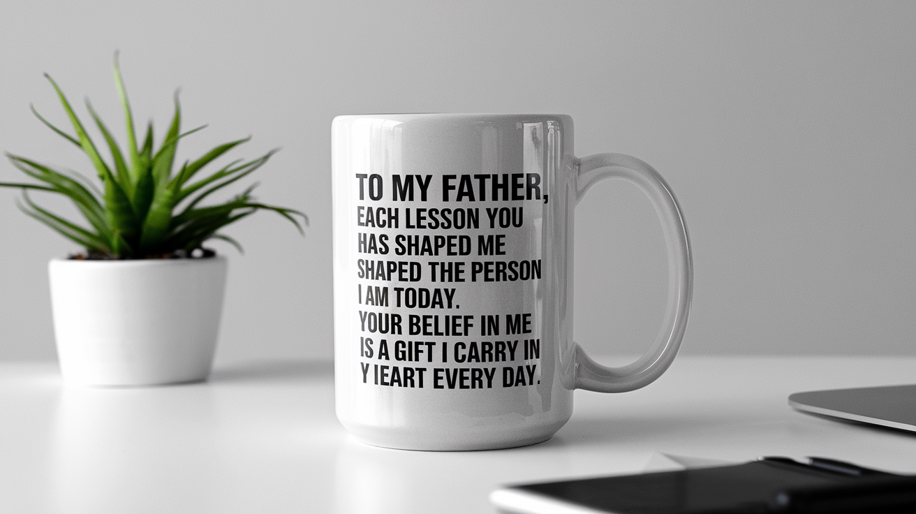 World's Greatest Father quote on coffee mug mockup for Amazon POD