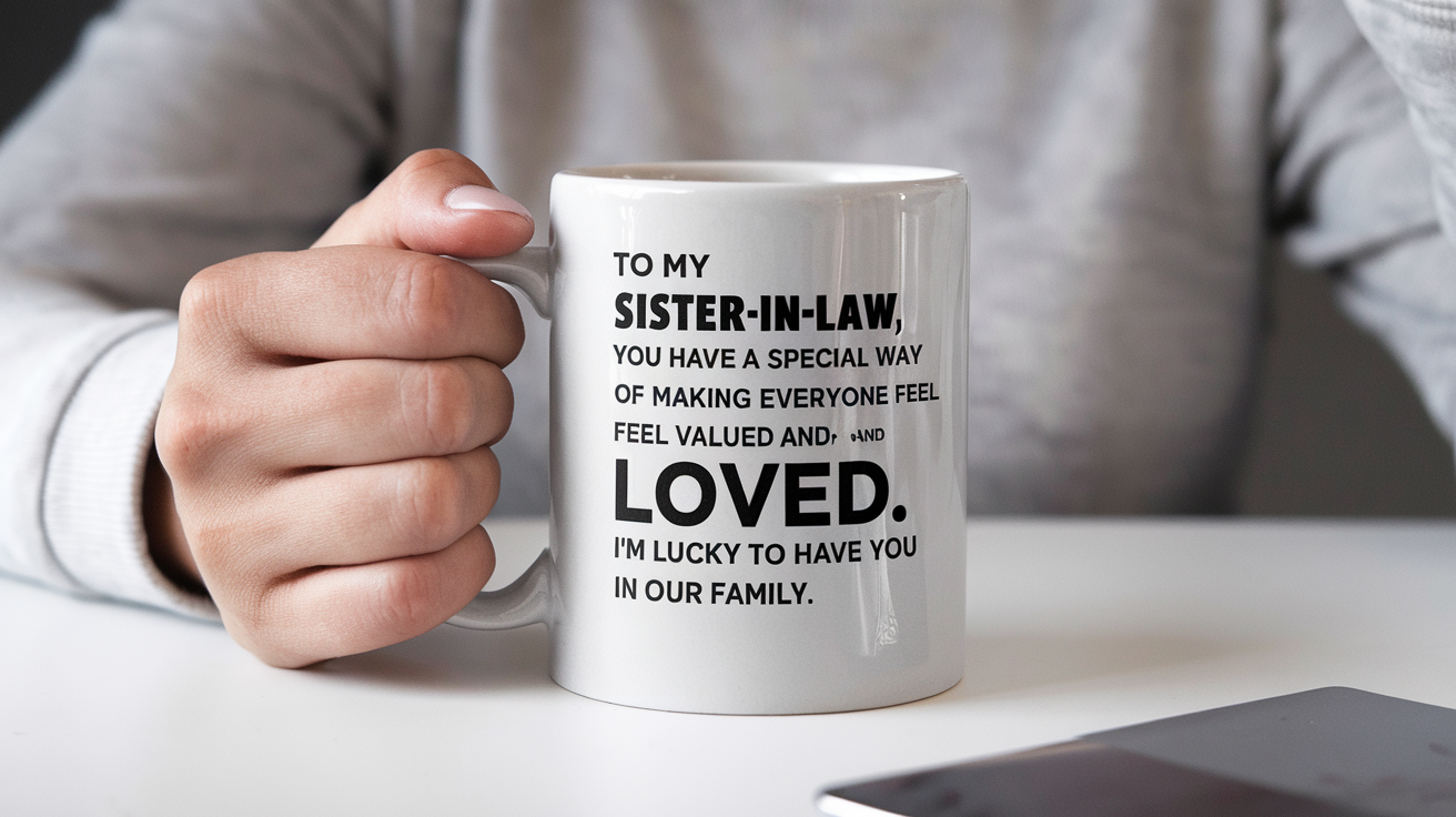 World's Greatest Sister-in-law quote on coffee mug mockup for Amazon POD