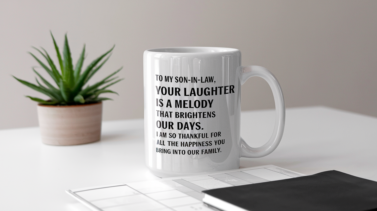 Coffee Gives Me My Son-in-law Power quote on coffee mug mockup for Amazon POD