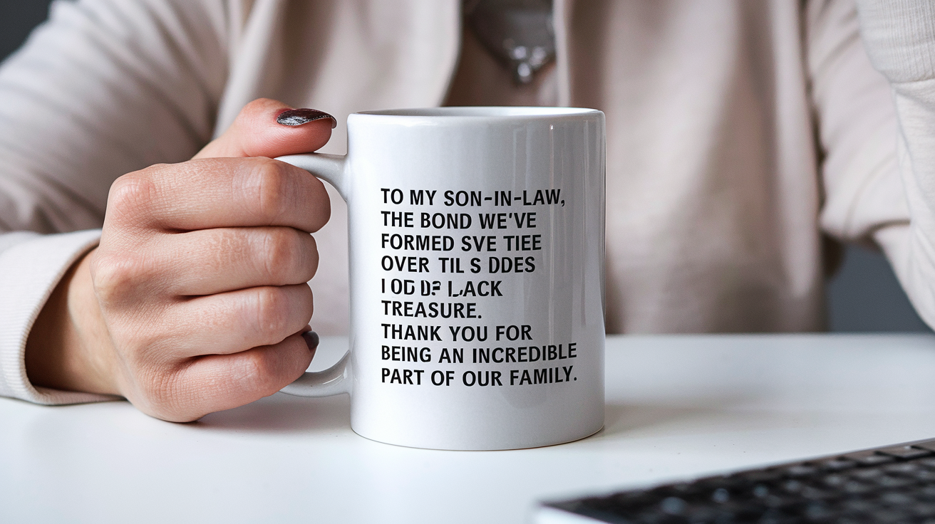 World's Greatest Son-in-law quote on coffee mug mockup for Amazon POD