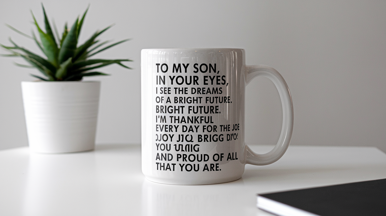 World's Greatest Son quote on coffee mug mockup for Amazon POD