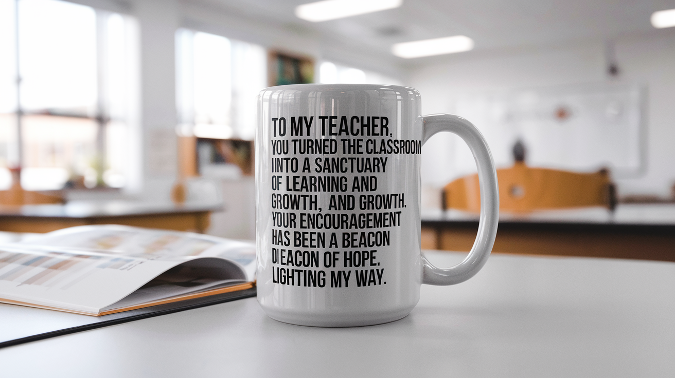 To-My Teacher quote on travel mug mockup for Amazon POD