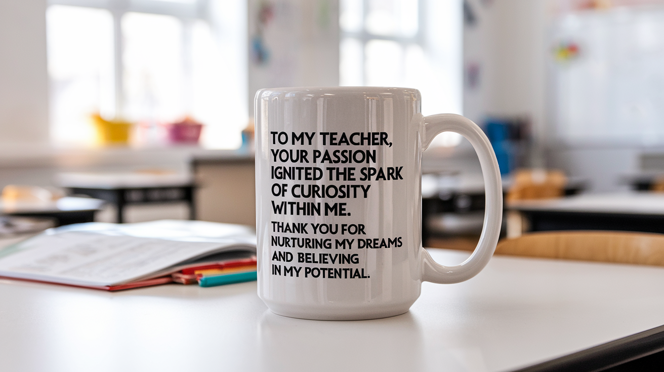 To-My Teacher quote on coffee mug mockup for Amazon POD