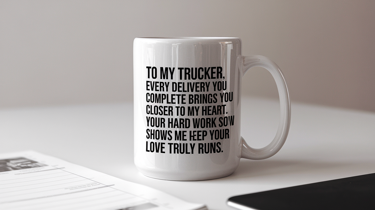 World's Greatest Trucker quote on coffee mug mockup for Amazon POD