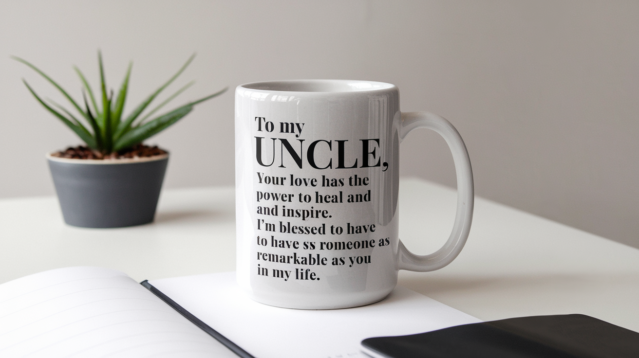 World's Greatest Uncle quote on coffee mug mockup for Amazon POD